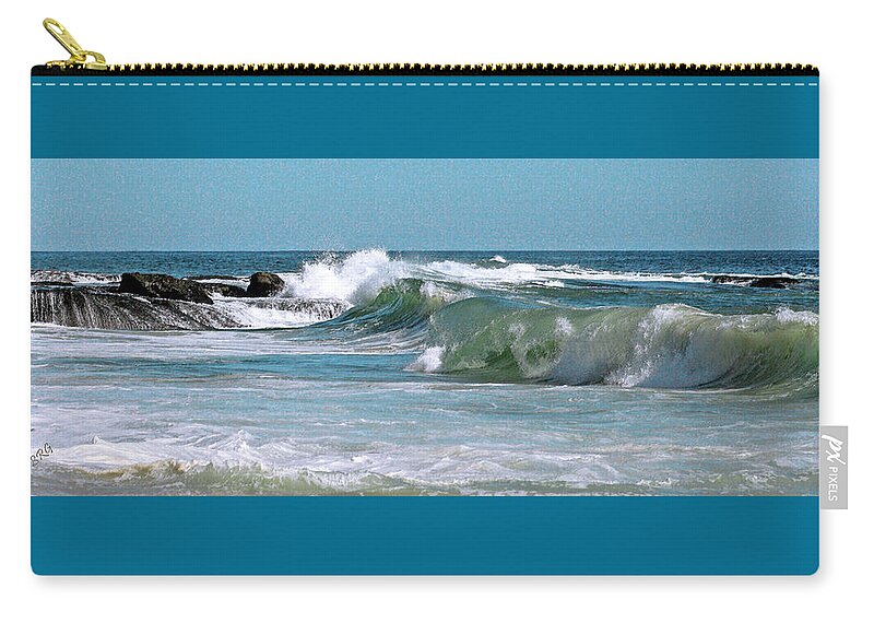 Seascape Zip Pouch featuring the photograph Stormy Lagune - Blue Seascape by Ben and Raisa Gertsberg