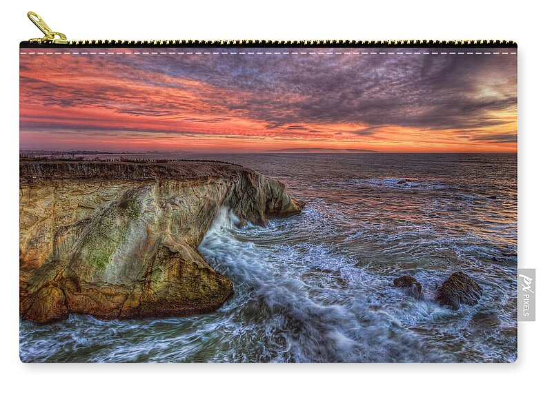 Shell Beach Zip Pouch featuring the photograph Stormy Seas by Beth Sargent