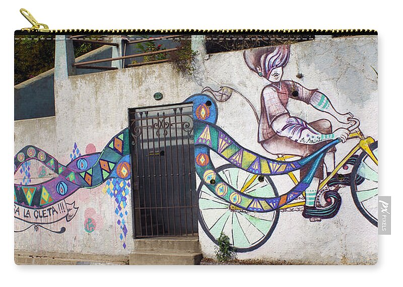 Street Art Zip Pouch featuring the photograph Street art Valparaiso Chile by Kurt Van Wagner
