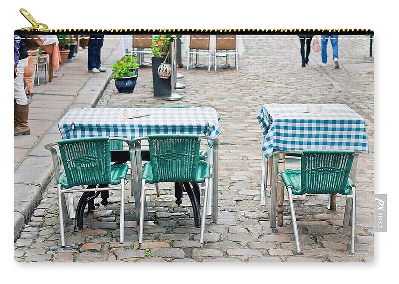 Al Fresco Zip Pouch featuring the photograph Street cafe by Tom Gowanlock