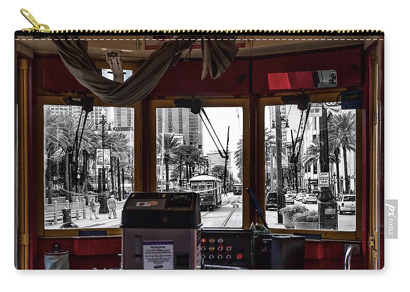 Canal Street Zip Pouch featuring the photograph Streetcar POV #1 by Diana Powell