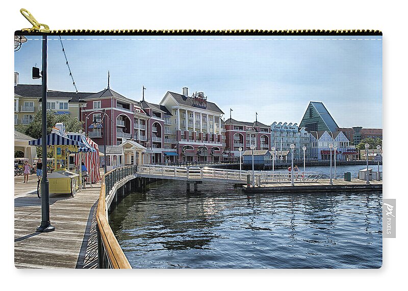 Boardwalk Zip Pouch featuring the photograph Strolling On The Boardwalk At Disney World by Thomas Woolworth