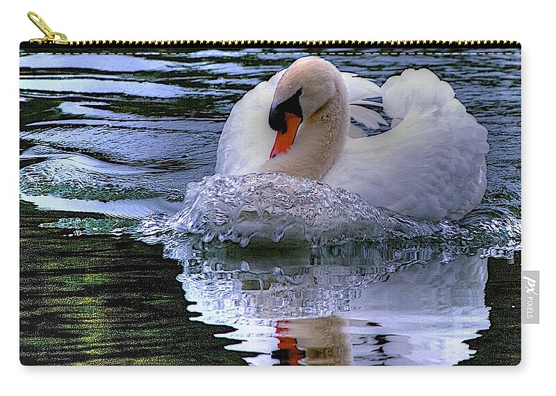 Swan Swimming Zip Pouch featuring the photograph Strong Swimmer by Dennis Baswell