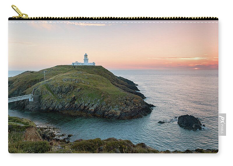 Scenics Zip Pouch featuring the photograph Strumble Head Lighthouse, West Wales by Andrea Ricordi, Italy