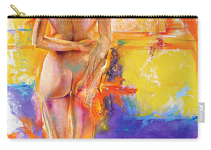 Nude Zip Pouch featuring the painting Studio by Karina Llergo