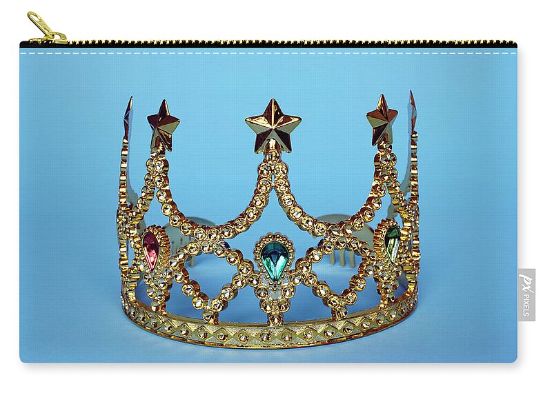 Crown Zip Pouch featuring the photograph Studio Shot Of Gold Tiara by Winslow Productions