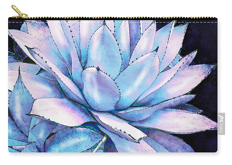 Jane Schnetlage Zip Pouch featuring the digital art Succulent In Blue And Purple by Jane Schnetlage