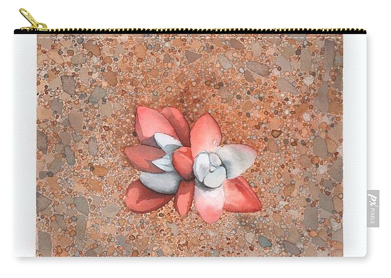 Landscape Zip Pouch featuring the painting Succulent on the beach by Hilda Wagner