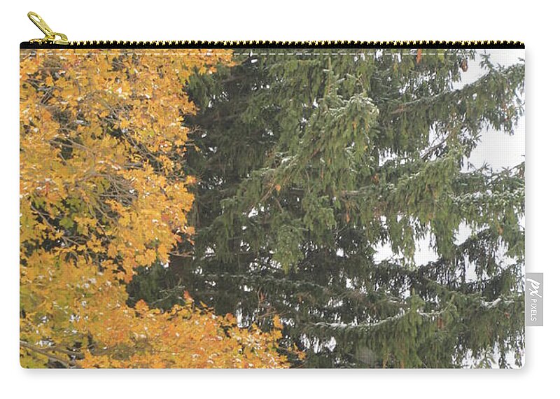 Christmas Tree Carry-all Pouch featuring the photograph Sugar Maple and Evergreen by Valerie Collins