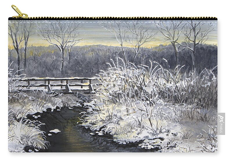Winter Zip Pouch featuring the painting Sugared Sunrise by Mary Palmer