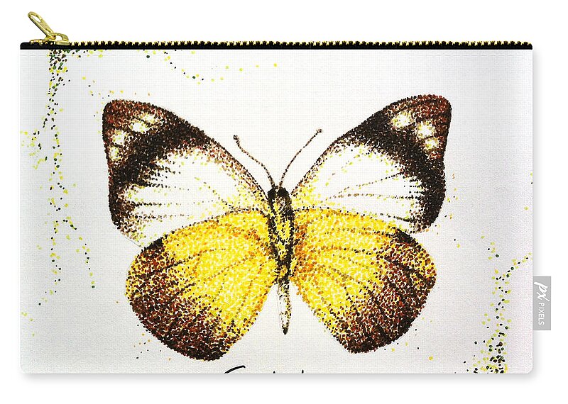 Sulphurs Zip Pouch featuring the drawing Sulphurs - Butterfly by Katharina Bruenen