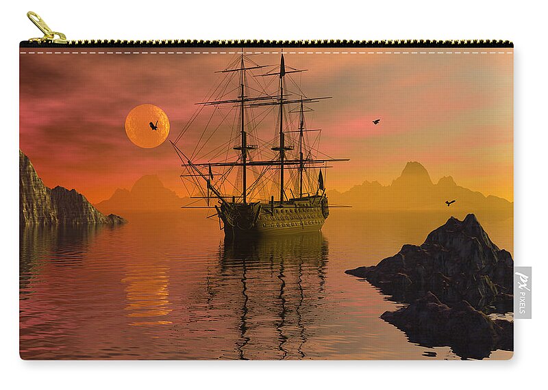 Bryce Zip Pouch featuring the digital art Summer anchorage by Claude McCoy