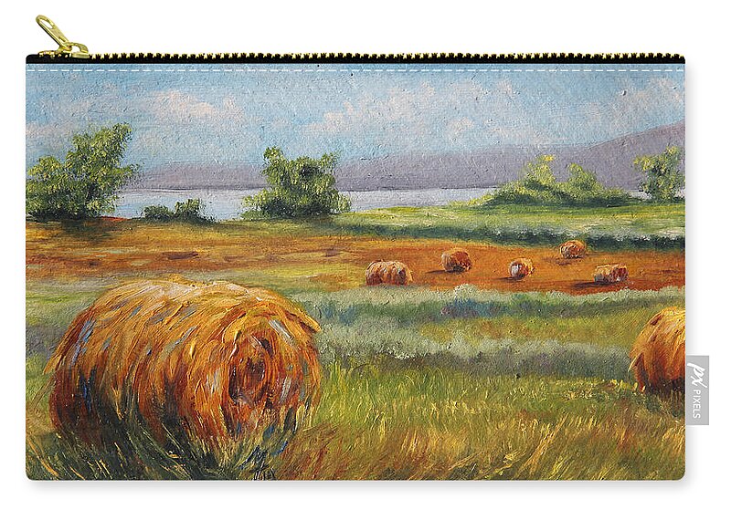Summer Zip Pouch featuring the painting Summer Bales by Meaghan Troup