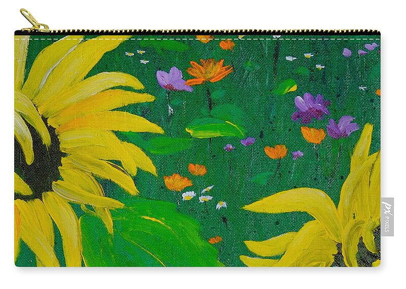 Sunflower Painting Zip Pouch featuring the painting Summer Dance by Cheryl Nancy Ann Gordon