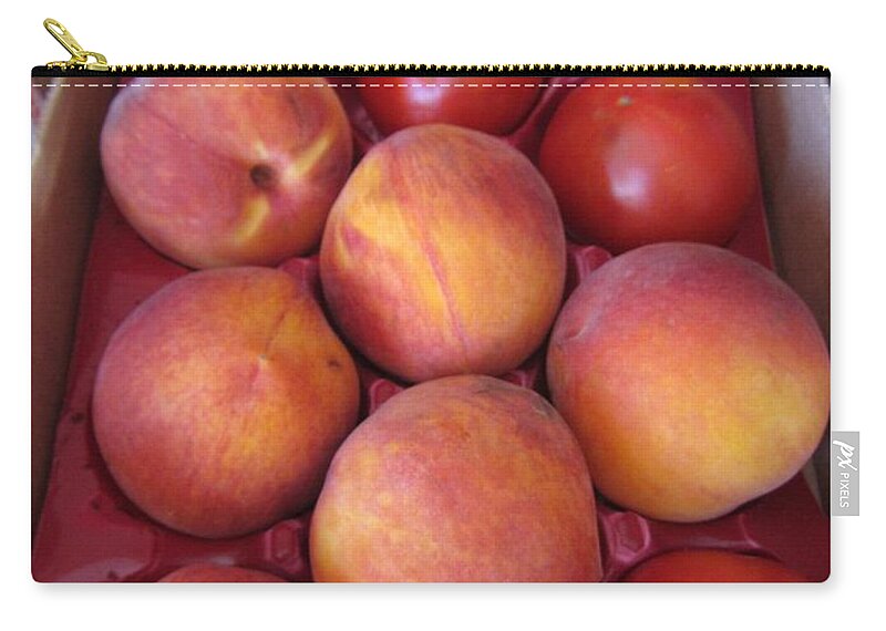 Peach Zip Pouch featuring the photograph Summer Harvest by Susan Carella