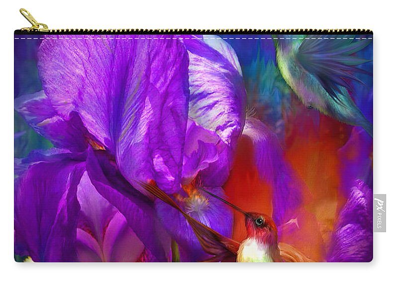 Hummingbird Zip Pouch featuring the mixed media Summer Hummers by Carol Cavalaris