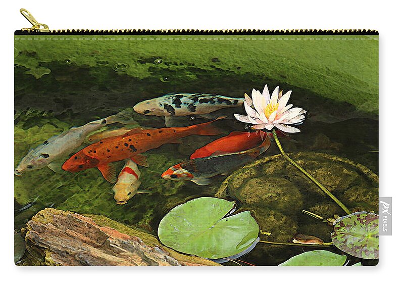 Summer Carry-all Pouch featuring the photograph Summer Koi and Lilly by Amanda Smith