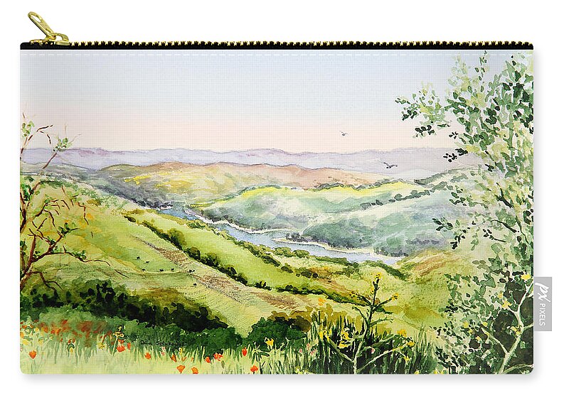 Inspiration Zip Pouch featuring the painting Summer Landscape Inspiration Point Orinda California by Irina Sztukowski