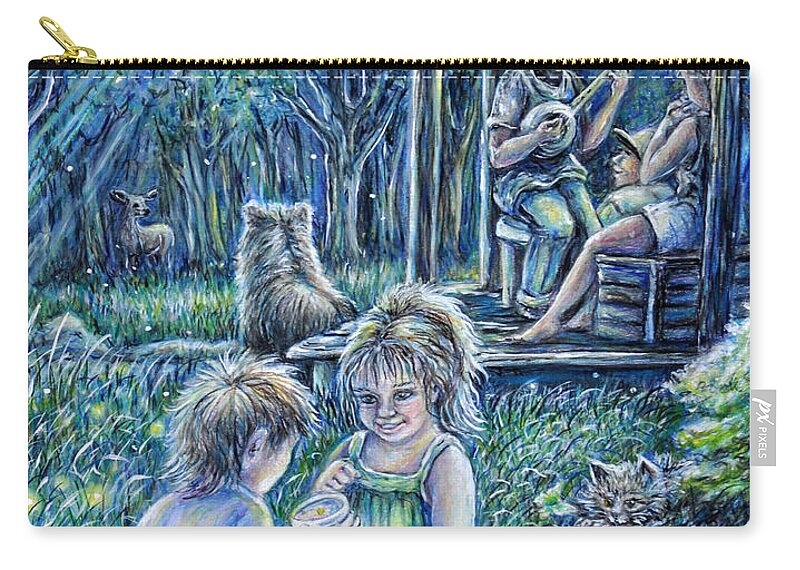 Childhood Zip Pouch featuring the painting Summer Lights by Gail Butler