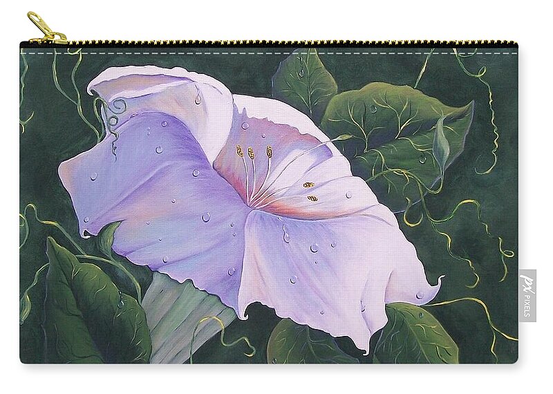  White Morning Glory Zip Pouch featuring the painting Morning Glory by Sharon Duguay