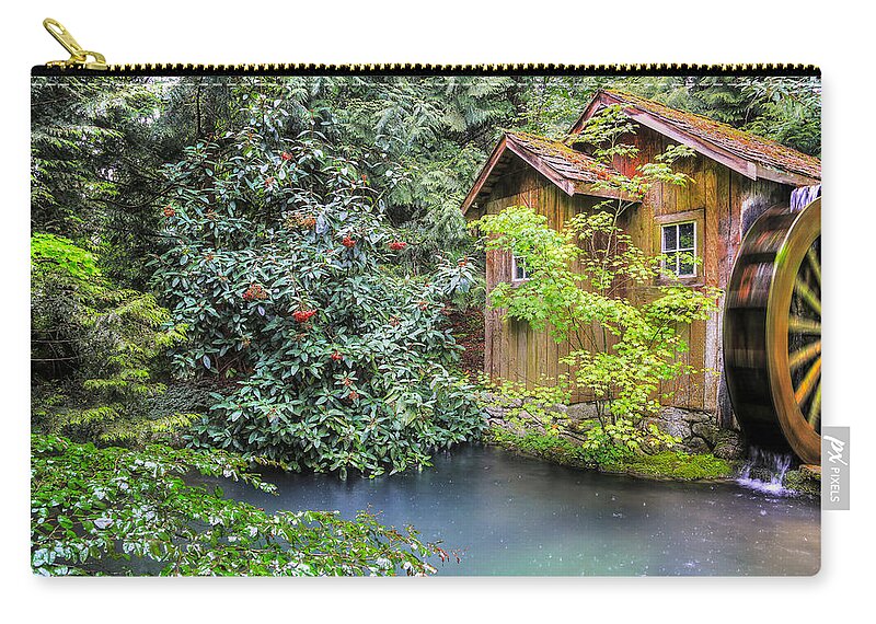 Running Water Zip Pouch featuring the photograph Summer rain at the watermill by Eti Reid