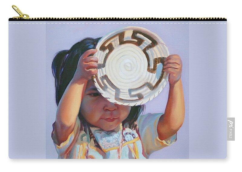 Native American Zip Pouch featuring the painting Sun and Shield by Christine Lytwynczuk