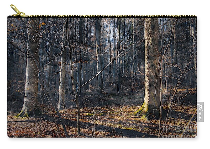 Photo Zip Pouch featuring the digital art Sun in the Forest by Jutta Maria Pusl