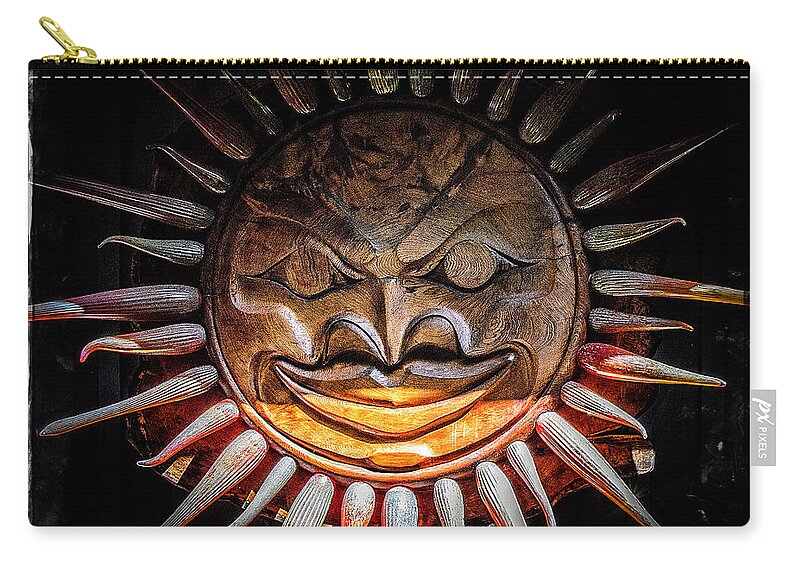Totem Zip Pouch featuring the photograph Sun Mask by Roxy Hurtubise