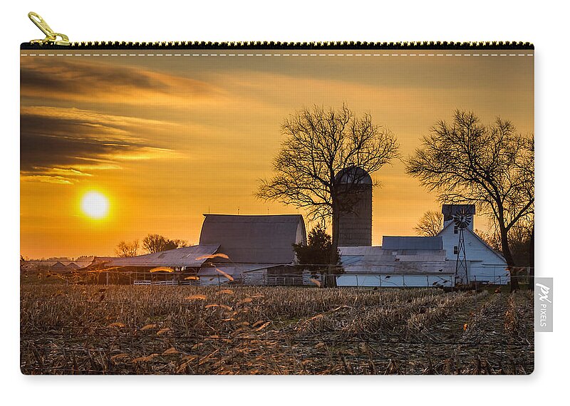 Barn Carry-all Pouch featuring the photograph Sun Rise Over the Farm by Ron Pate