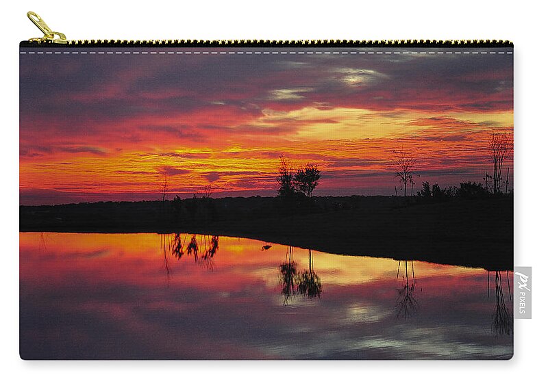 Water Zip Pouch featuring the photograph Sun Set at Cowen Creek by John Johnson