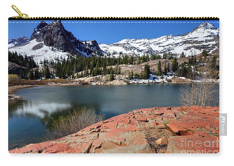Wasatch Mountains Zip Pouch featuring the photograph Sundial Peak and Lake Blanche in Spring by Gary Whitton