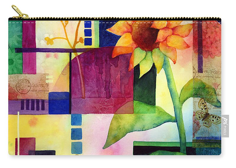 Sunflower Zip Pouch featuring the painting Sunflower Collage 2 by Hailey E Herrera