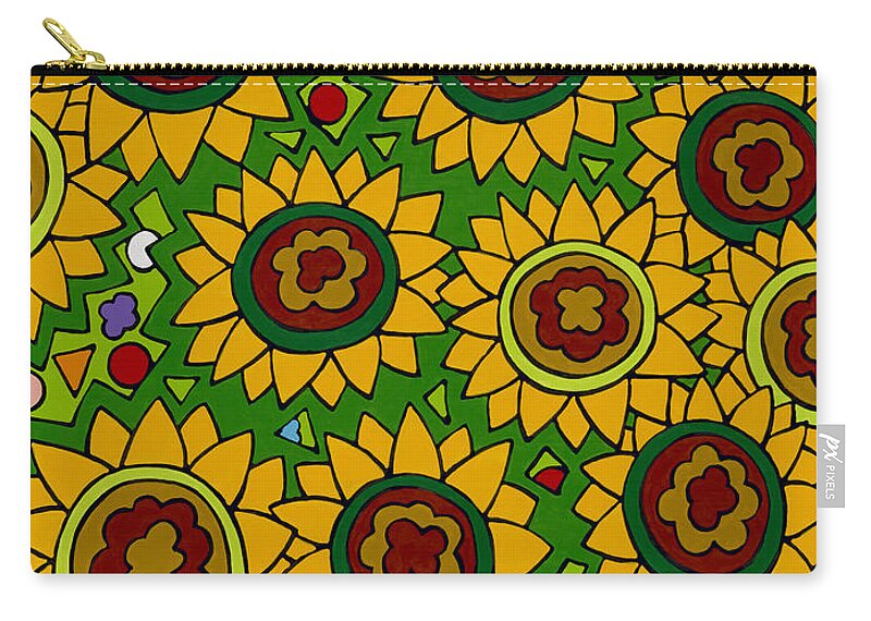 Sunflowers Zip Pouch featuring the painting Sunflowers 2 by Rojax Art