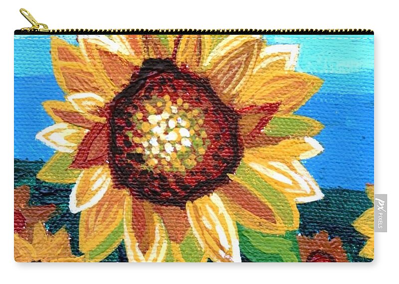 Sunflowers Zip Pouch featuring the painting Sunflowers and Blue Sky by Genevieve Esson
