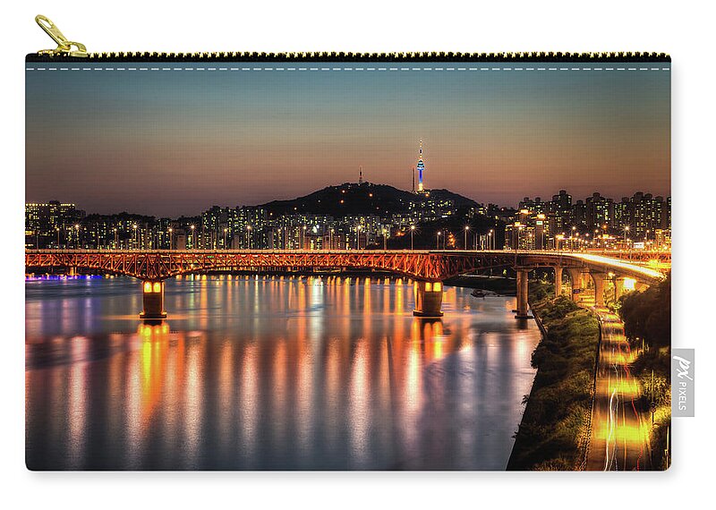 Seoul Zip Pouch featuring the photograph Sungsu Bridge And Namsan by Thanks For Viewing! Www.johnsteelephoto.com