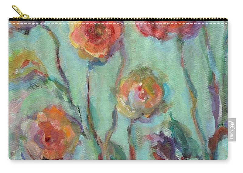 Floral Zip Pouch featuring the painting Sunlit Garden by Mary Wolf