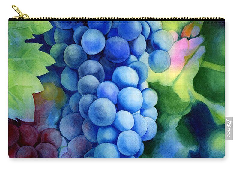 Grapes Zip Pouch featuring the painting Sunlit Grapes by Hailey E Herrera