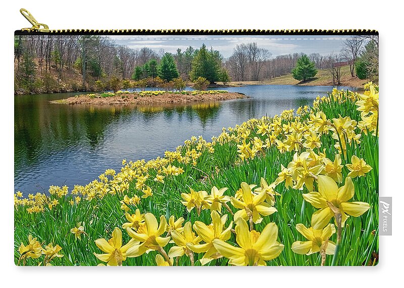 Daffodil Zip Pouch featuring the photograph Sunny Daffodil by Bill Wakeley
