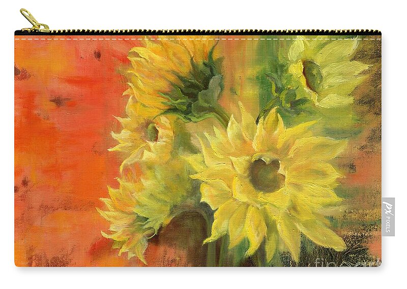Sunflowers Zip Pouch featuring the painting Sunny by Marlene Book