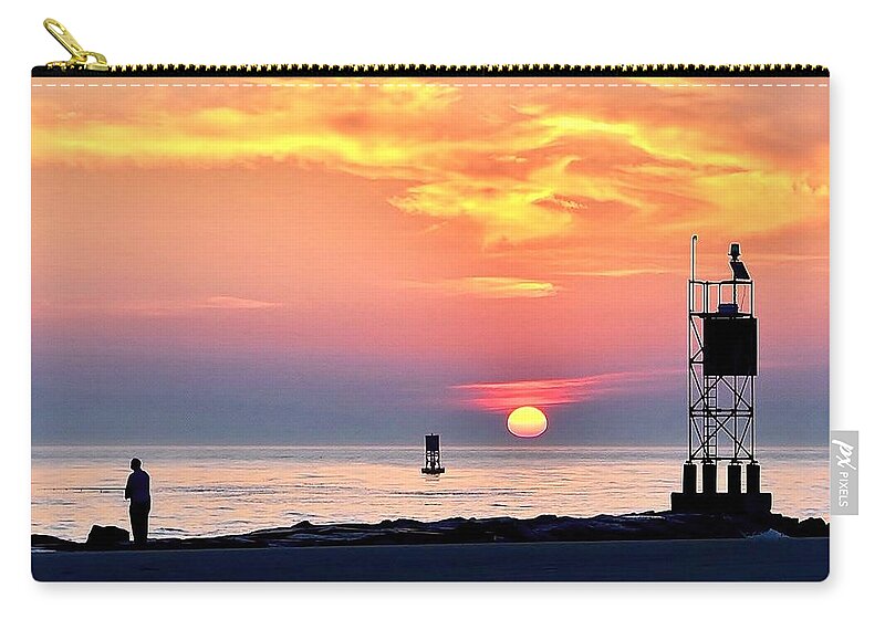 Sunrise Zip Pouch featuring the photograph Sunrise at Indian River Inlet by Kim Bemis