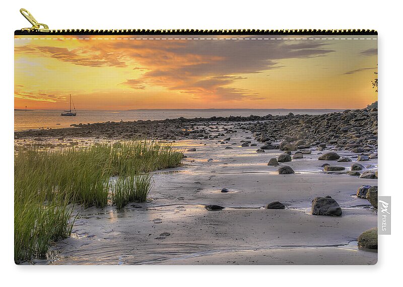 Sunrise Zip Pouch featuring the photograph Sunrise at Pavilion Beach by Stoney Stone