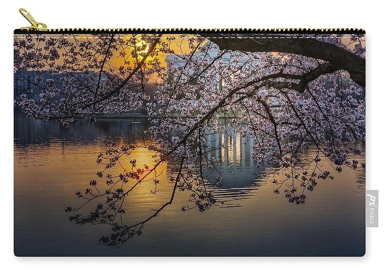 Thomas Jefferson Memorial Zip Pouch featuring the photograph Sunrise At The Thomas Jefferson Memorial by Susan Candelario