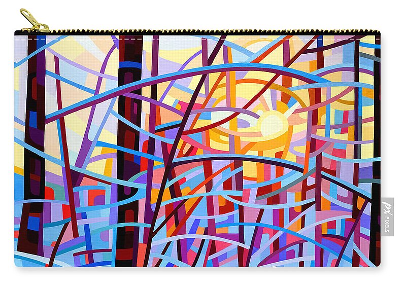 Abstract Carry-all Pouch featuring the painting Sunrise by Mandy Budan