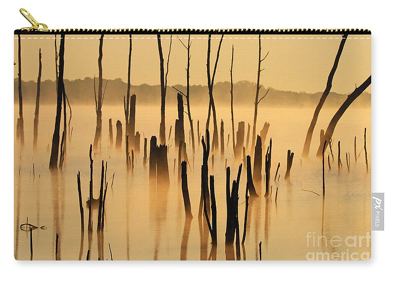 Sunrise Zip Pouch featuring the photograph Sunrise Mist by Roger Becker