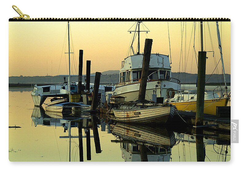 Petaluma River Zip Pouch featuring the photograph Sunrise on the Petaluma River by Bill Gallagher