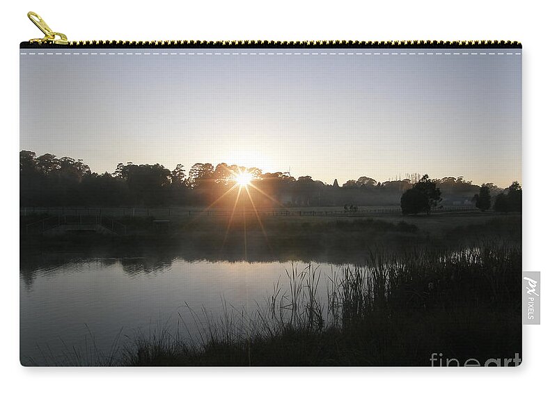 Early Morning Zip Pouch featuring the photograph Sunrise Over Still Canal by Bev Conover