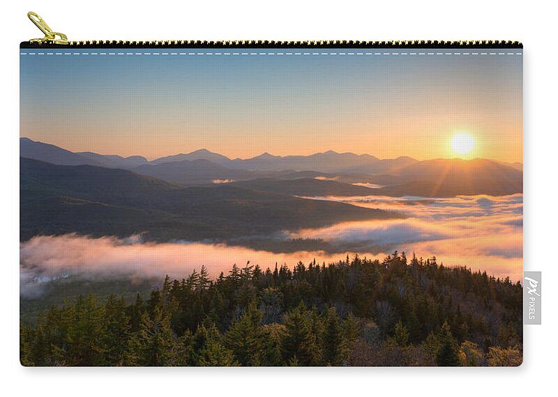 Photography Zip Pouch featuring the photograph Sunrise Over The Adirondack High Peaks by Panoramic Images