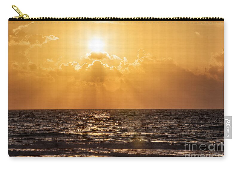 Cancun Zip Pouch featuring the photograph Sunrise Over The Caribbean Sea by Bryan Mullennix