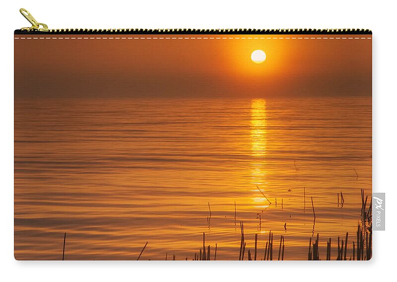 Gold Zip Pouch featuring the photograph Sunrise Through the Fog by Scott Norris