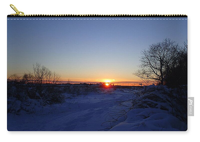 Island Zip Pouch featuring the photograph Sunset after the Snow by Robert Nickologianis